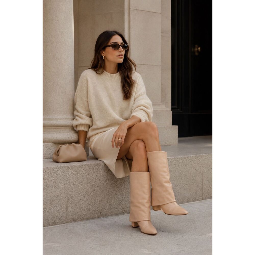 Toral Berta Foldover Boots in Denu Natural Size 40/US 10